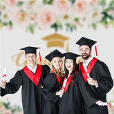 Aperturee - Pink Floral Dot Graduation Party Photo Studio Backdrop